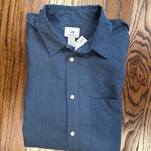 H&M Slate Blue Regular Fit Shirt Men's XL NWT👌